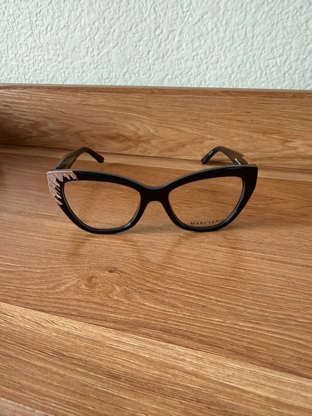 Marciano Black Cat-Eye Glasses with Burgundy Case